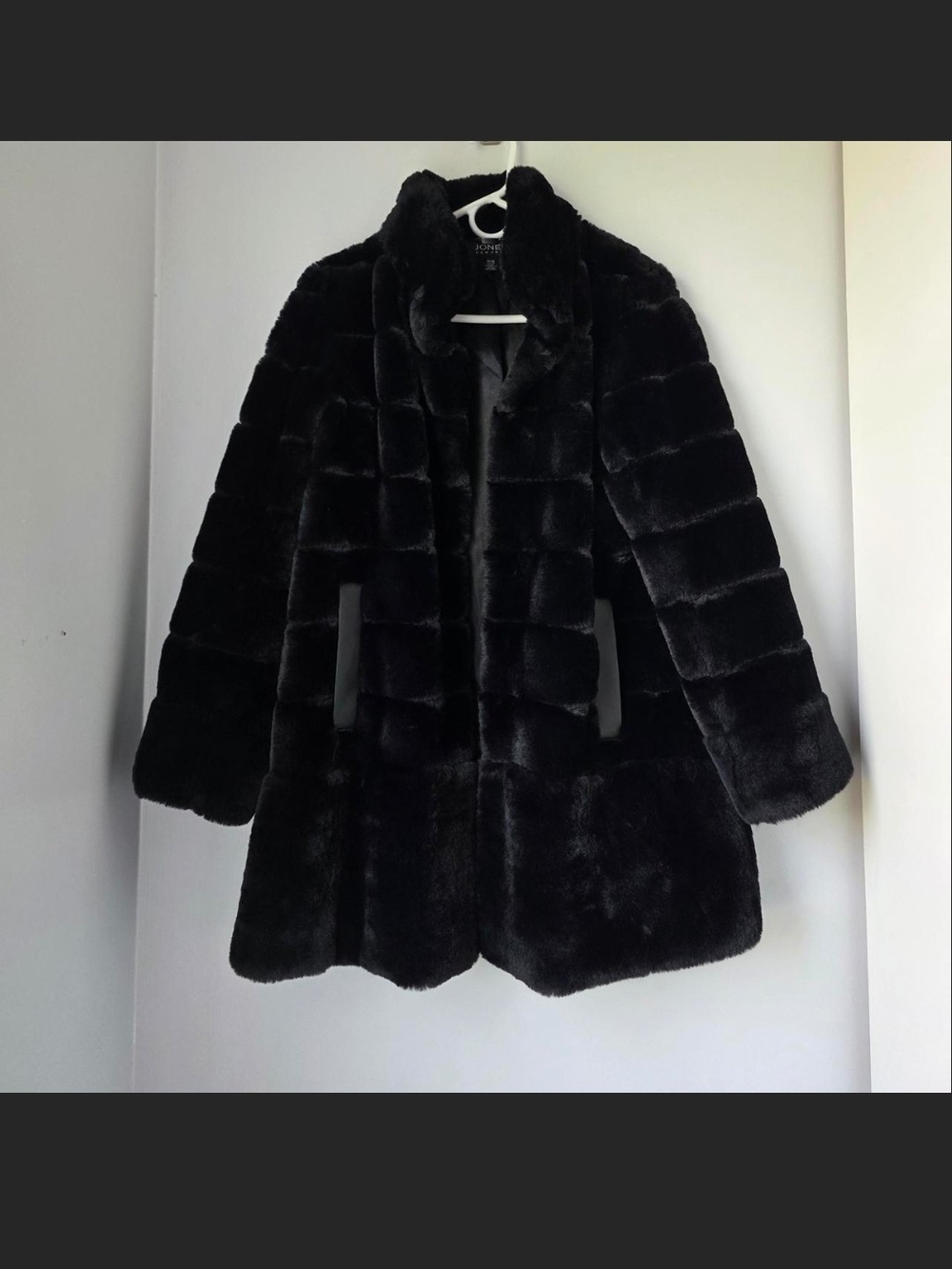 Jones New York Black Faux Fur Quilted Jacket